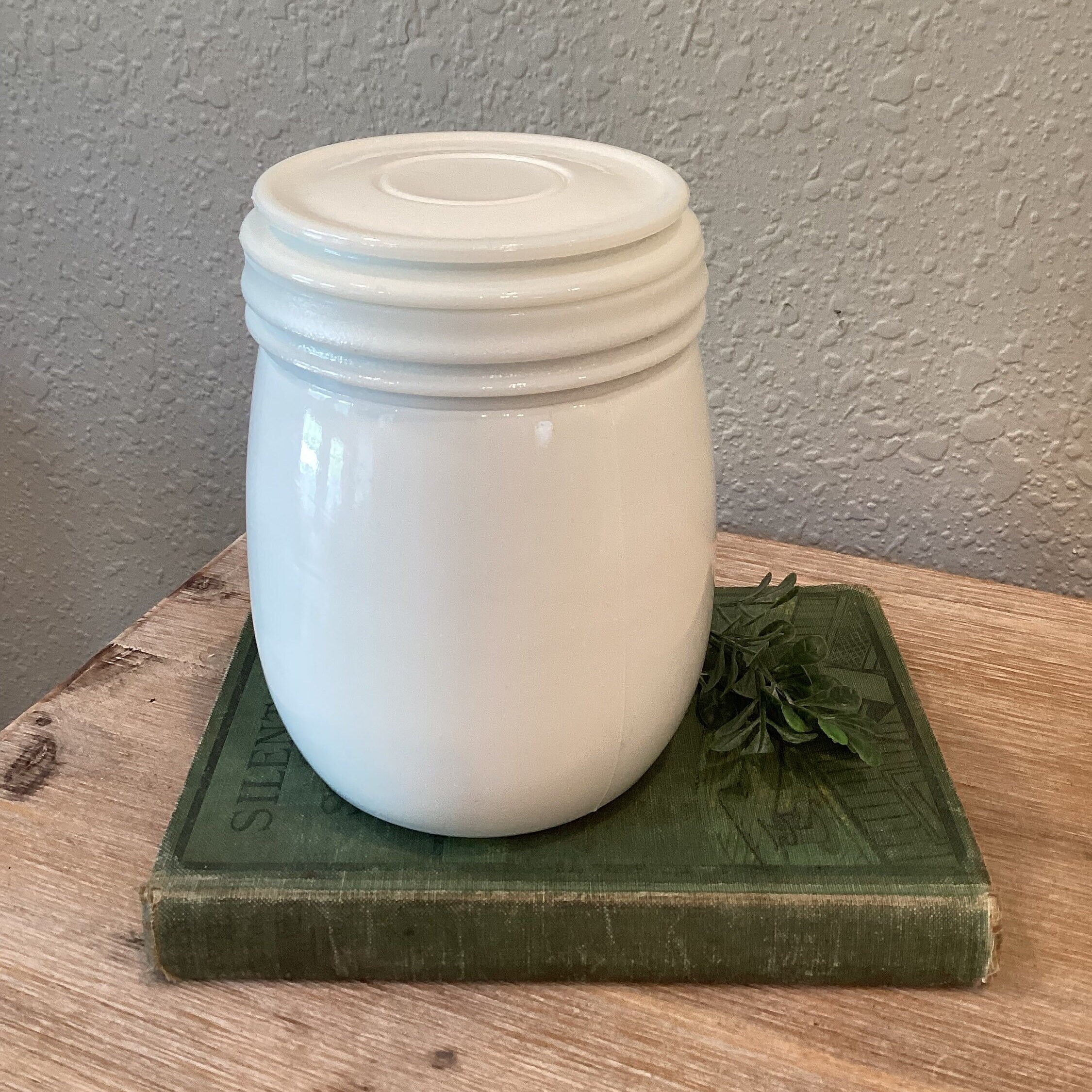 Lot of 3 Small White Milk Glass Jars Vintage Antique Screw Top, Without Lids