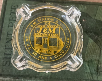 Vintage Glass ashtray J&M Station and Cafe Cisco, UT.