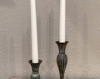 Set of 2 Vintage Metal Candlestick Holders