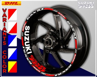 REFLECTIVE RED WHITE GP RIM STRIPES WHEEL DECALS TAPE STICKERS SUZUKI GSXR 750