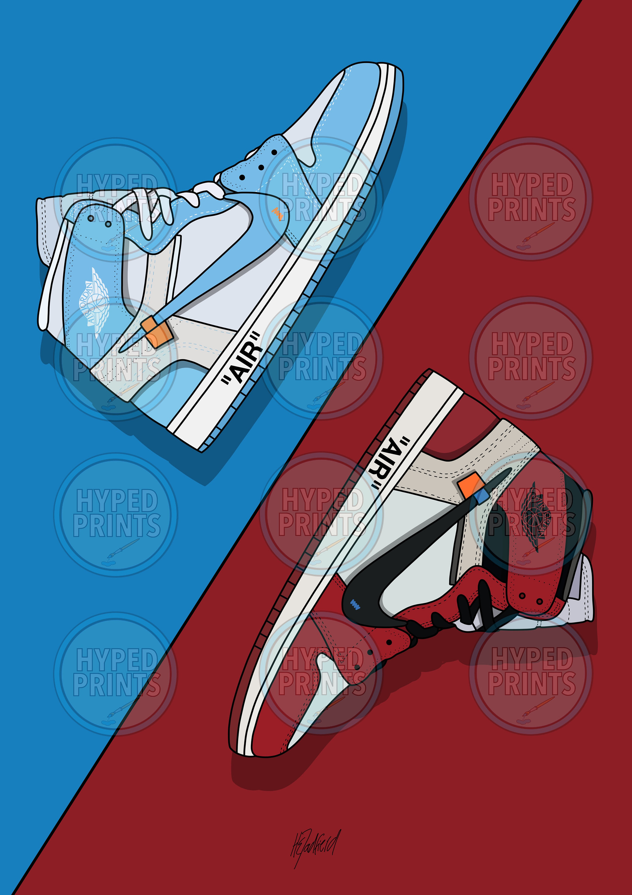 Nike Off-white Jordan 1 Chicago Vs UNC Hypebeast Sneaker - Etsy UK
