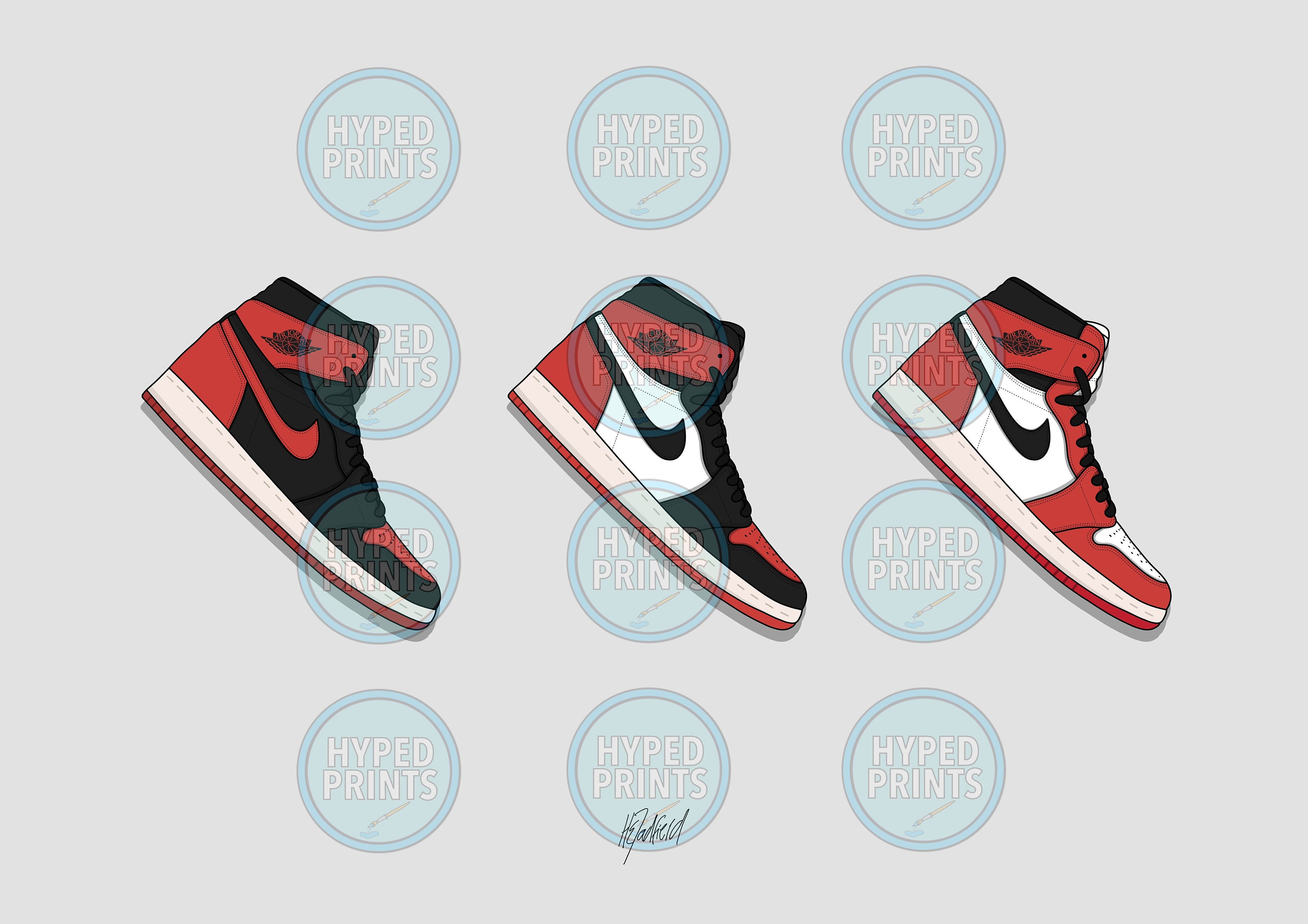 Nike Air Jordan 1 Triple Bred Sneaker Plakat Druk Etsy Polska
