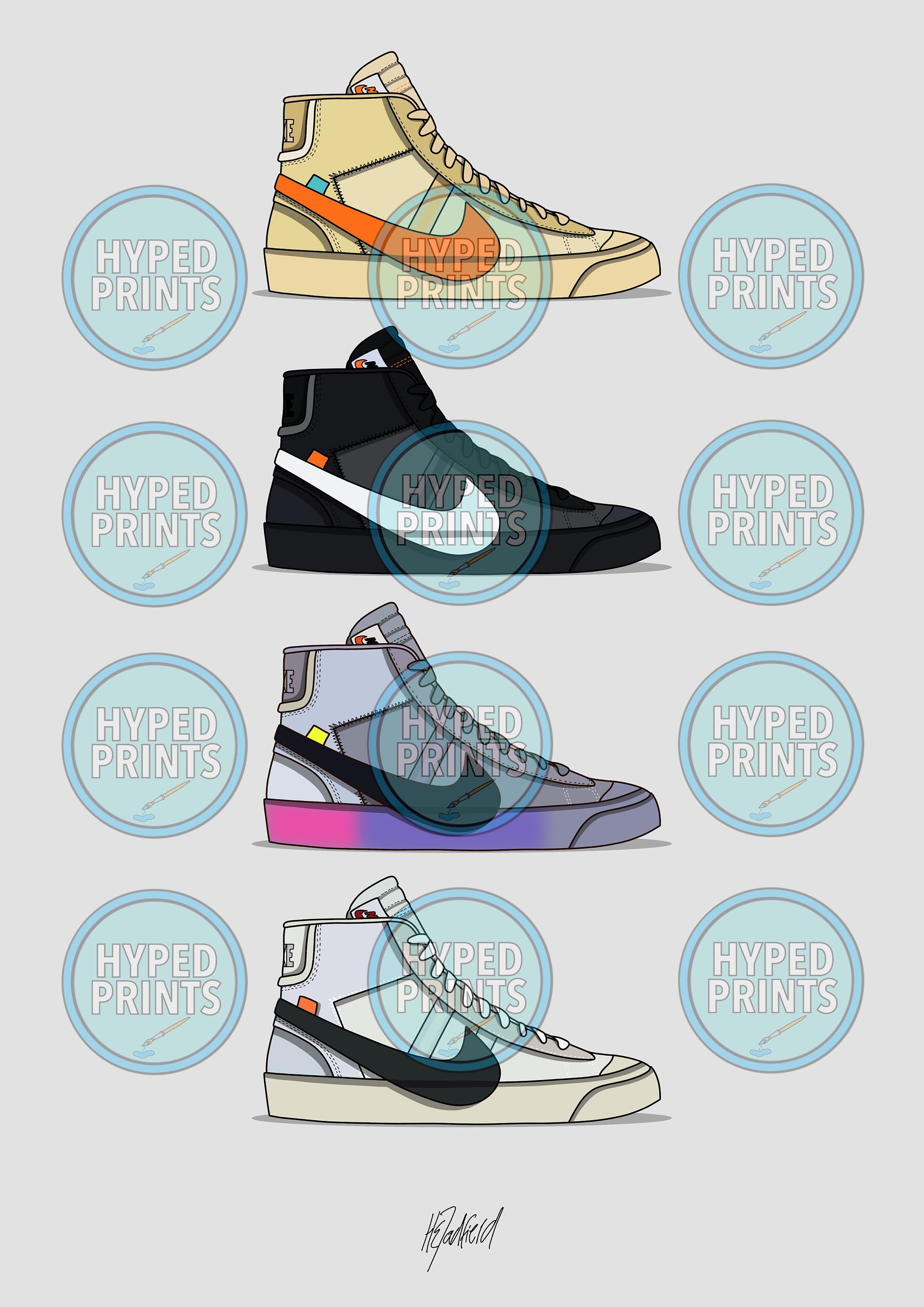 Nike Off-White Blazer Hypebeast Sneaker Collection Poster | Etsy