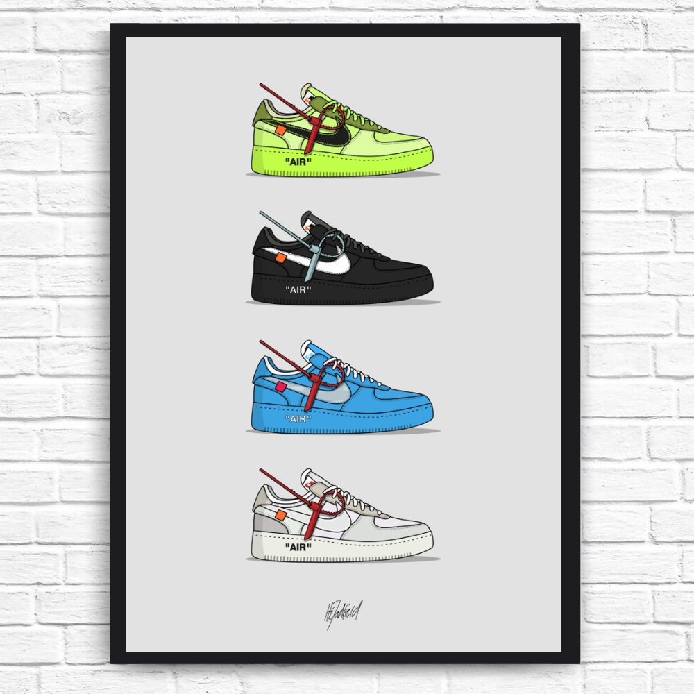 Humorístico carbón Humedad Nike Off-White Air Force 1 Hypebeast Sneaker Collection Póster - Etsy España
