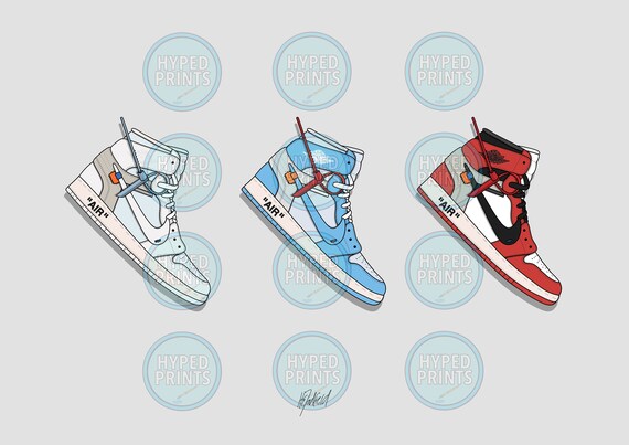 Nike Air Jordan 1 Off-white Triple Sneaker Poster Print - Etsy