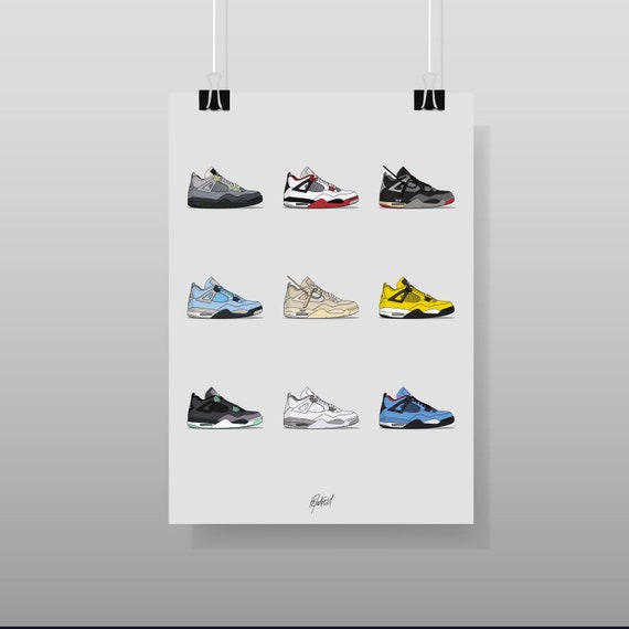 Air Jordan 4 Hypebeast Sneaker Collection Póster Imprimir - Etsy España