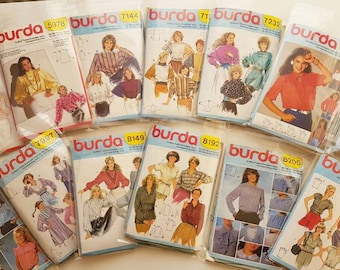 Burda pattern blouses 80s,90s, Vintage used