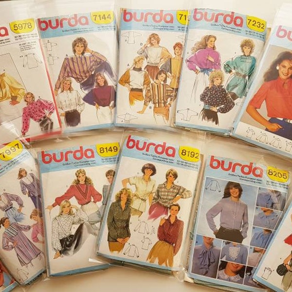 Burda Schnittmuster Blusen 80er,90er Jahre, Vintage gebraucht