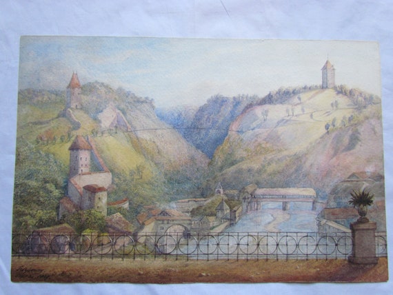 Vintage / Antique German Landscape Watercolour Painting Dated | Etsy