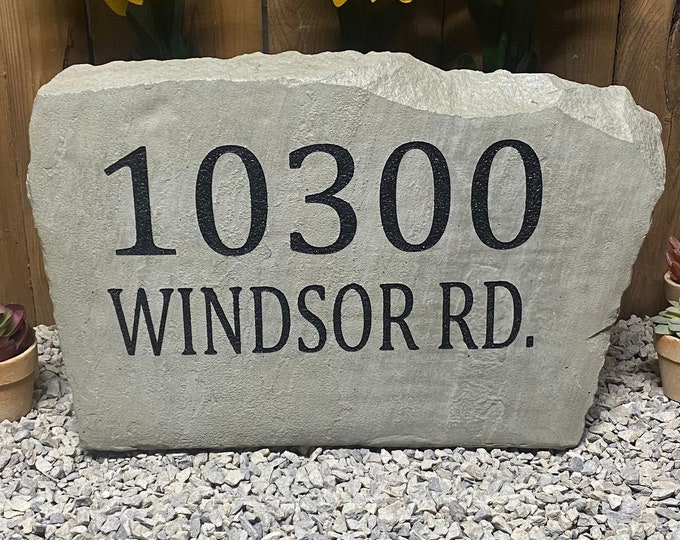 Address rock- custom engraved house rock- home and garden decor 17”x11”