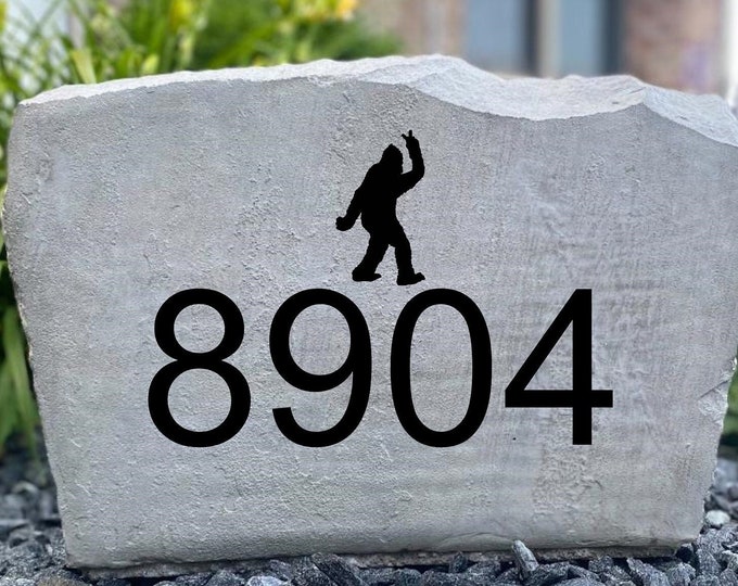 Big foot address stone, Name and Address sign- Custom engraved Address stone- house rock- home and garden decor address sign 17”x11”