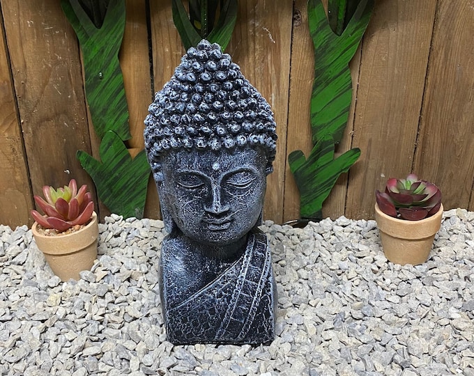 Painted Thai Buddha bust concrete statue indoor/ outdoor home decor