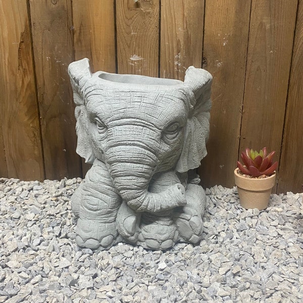 10” elephant planter concrete statue