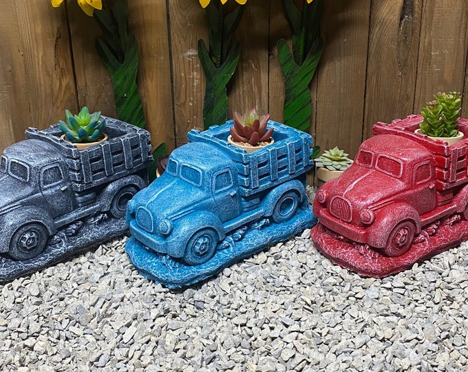 Old truck planter, concrete statue indoor/ outdoor planter free shipping
