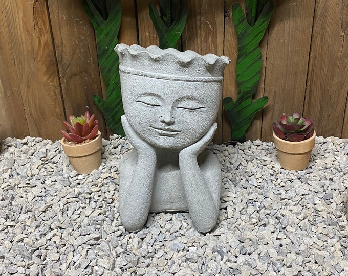 Relaxing head planter concrete statue indoor/ outdoor home decor