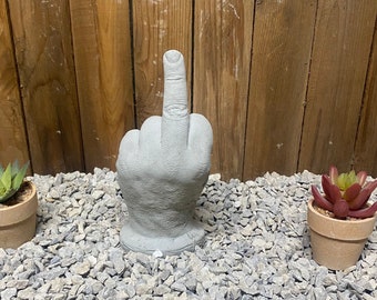 Middle finger concrete statue, flipping off garden statue