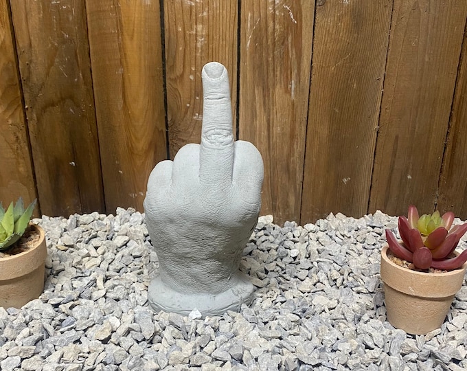 Middle finger concrete statue, flipping off garden statue