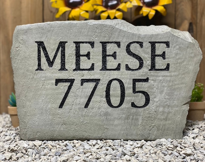 Name and Address sign- Custom engraved Address stone- custom engraved house rock- home and garden decor 17”x11”