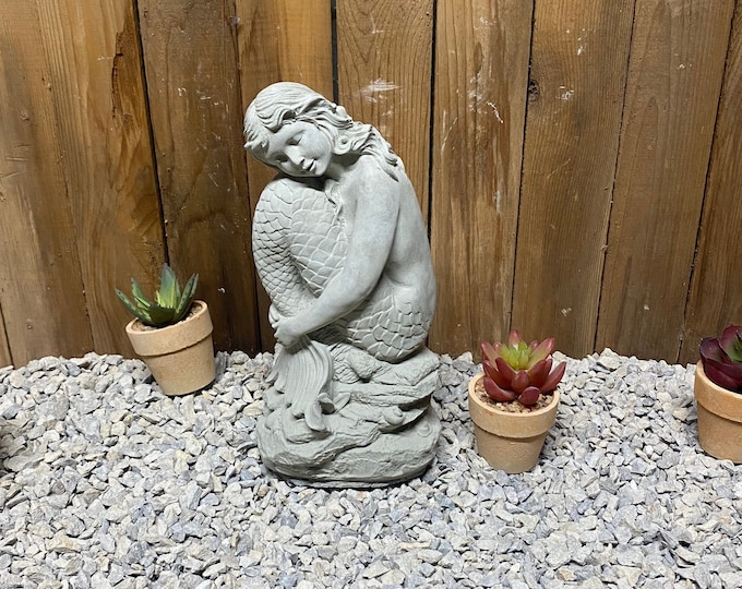 Mermaid concrete statue, indoor/ outdoor home decor