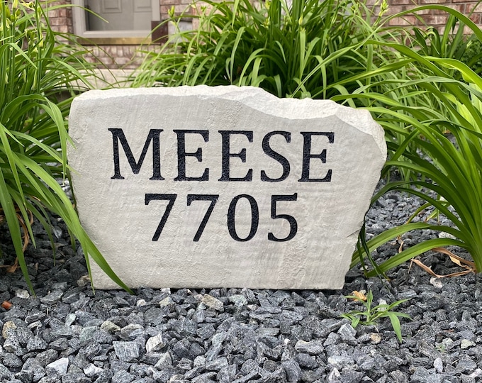 Name and Address sign- Custom engraved Address stone- custom engraved house rock- home and garden decor 17”x11”