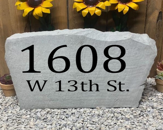 Custom engraved Address stone- custom engraved house rock- home and garden decor 17”x11”