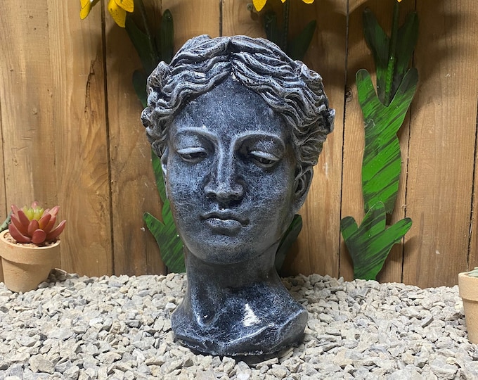 10.5” painted large lady head planter