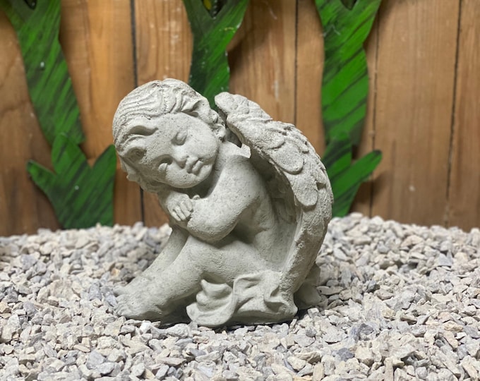 Sideways angel concrete statue garden decor