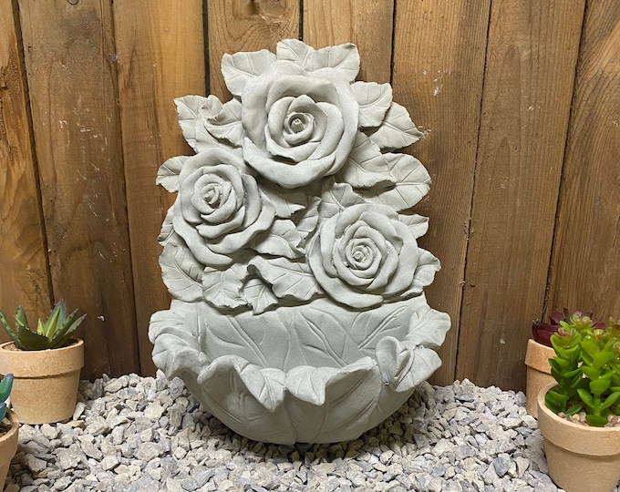 Hanging rose planter/ birdbath/ bird feeder concrete statue indoor/ outdoor home decor