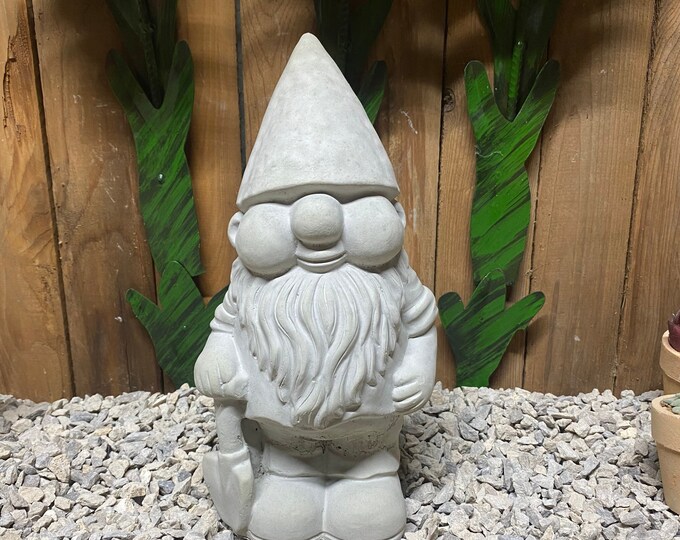 10.5” Garden gnome concrete statue