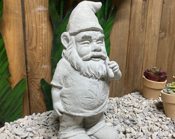 Pot head gnome, gnome grown, weed gnome concrete statue indoor/ outdoor home decor