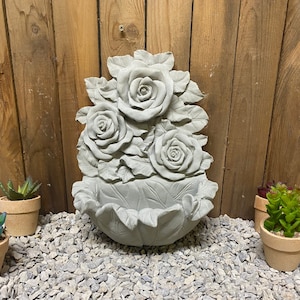 Hanging rose planter/ birdbath/ bird feeder concrete statue indoor/ outdoor home decor