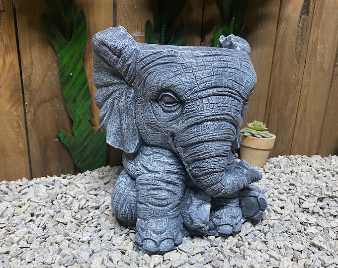 10” elephant planter concrete statue