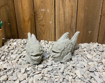 concrete statue home office garden decor 2 small fish concrete paper weight