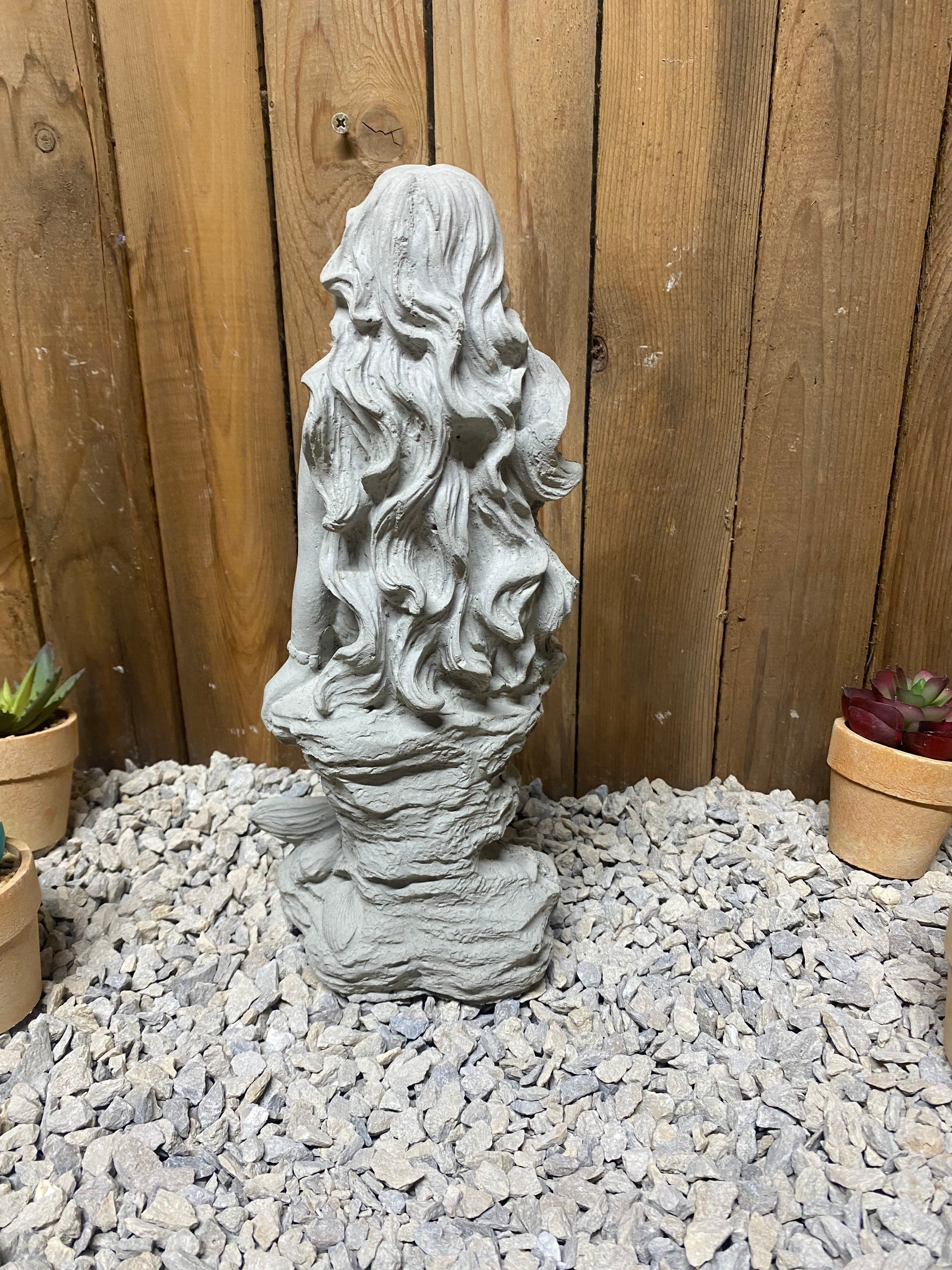 12â Mermaid concrete statue, indoor/ outdoor home decor free shipping made in the USA