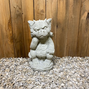 Dragon statue, garden decor, Cute winking dragon