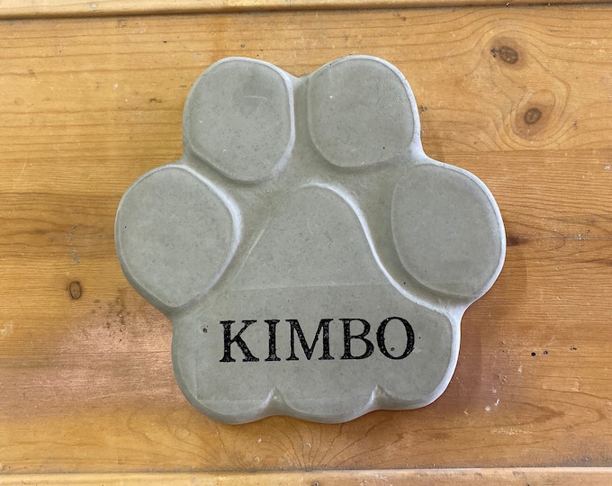Rottweiler Paw print custom engraved stone, dog memorial concrete statue