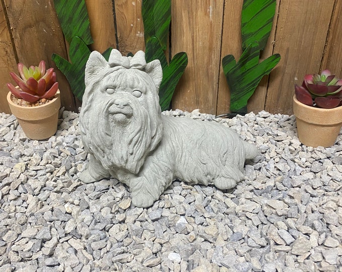 Yorkie , Yorkshire terrier concrete statue, indoor/ outdoor use