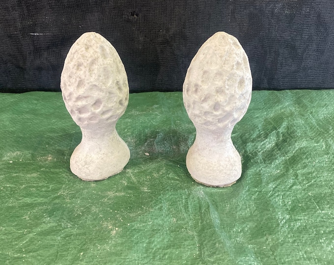 2 small morel mushrooms concrete statues garden art