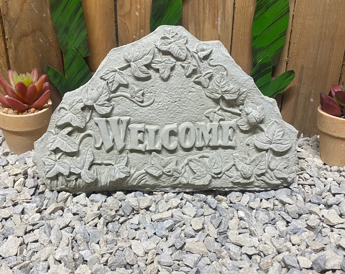 Welcome rock concrete statue