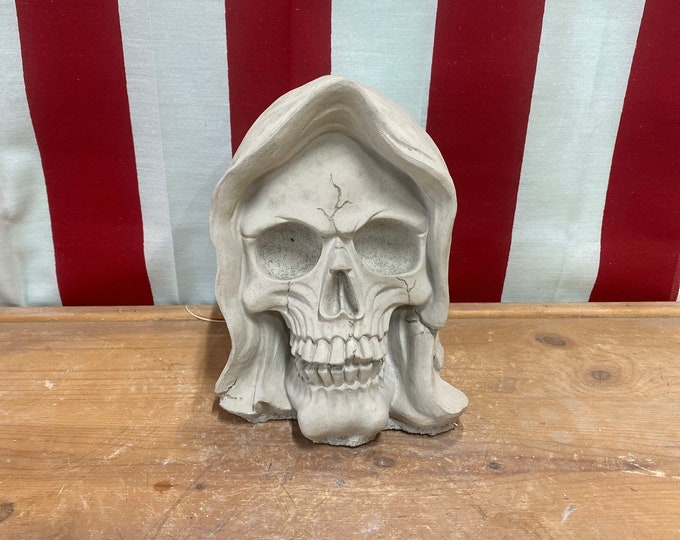 7” grim reaper head concrete statue