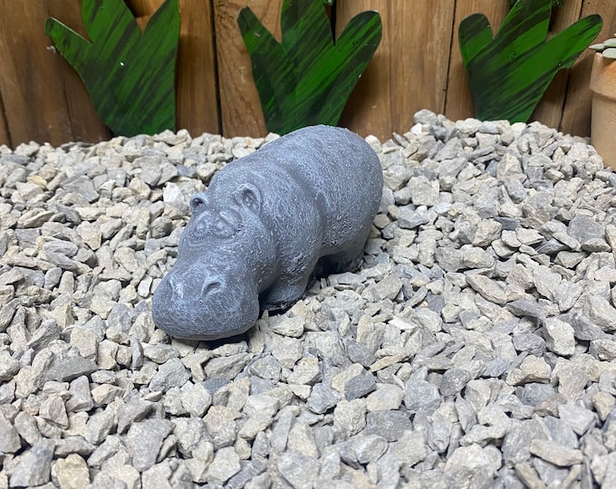 Hippo, hippopotamus, small concrete statue, paper weight, office decor, free shipping