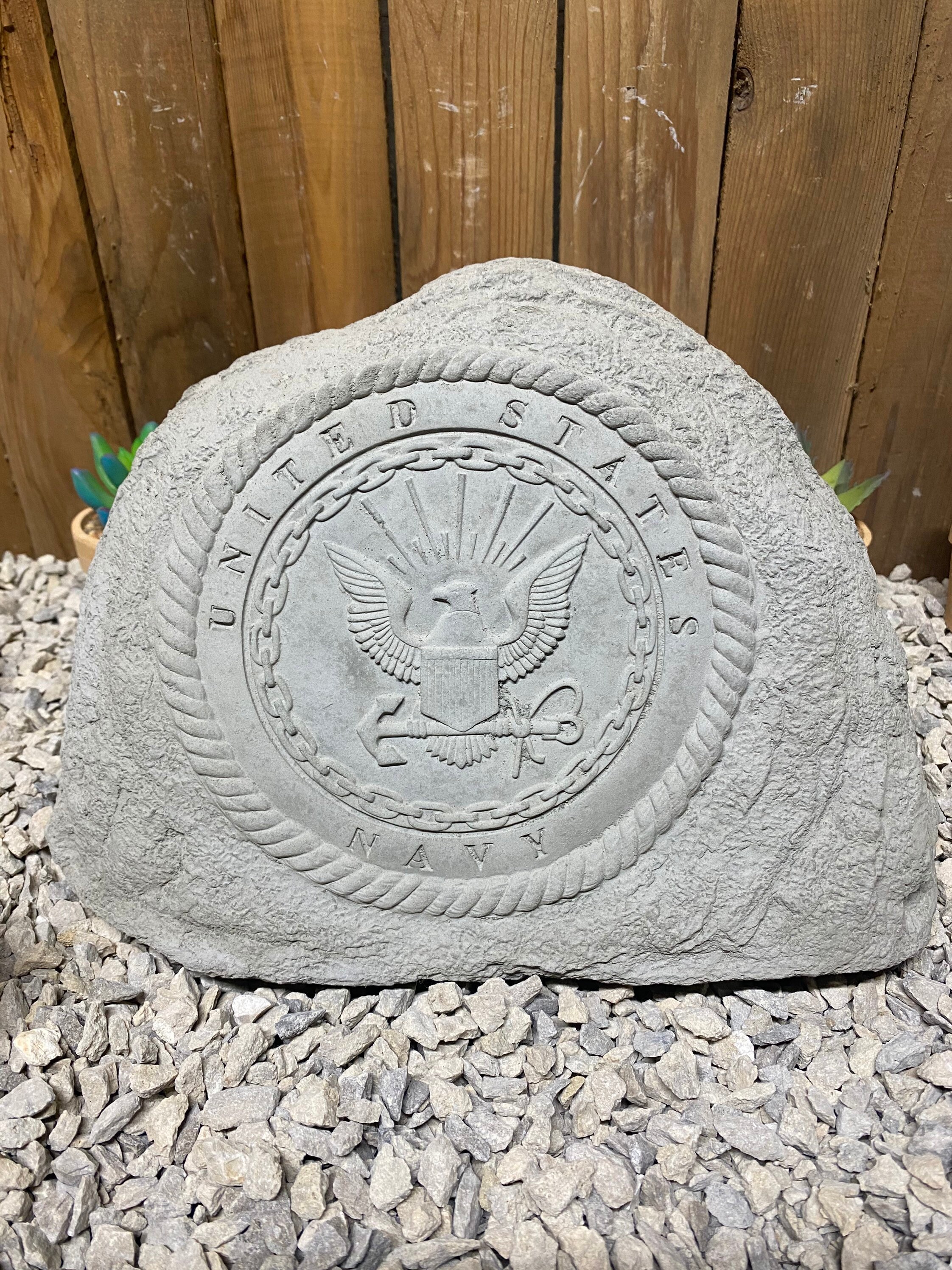 Large Navy concrete stone, United States Navy, military, USA, pow