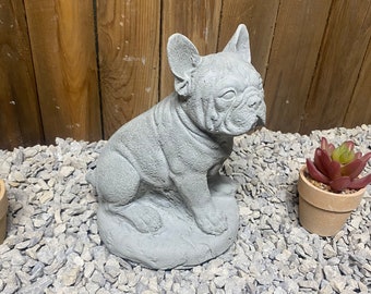 French bulldog concrete statue, dog memorial, garden decor