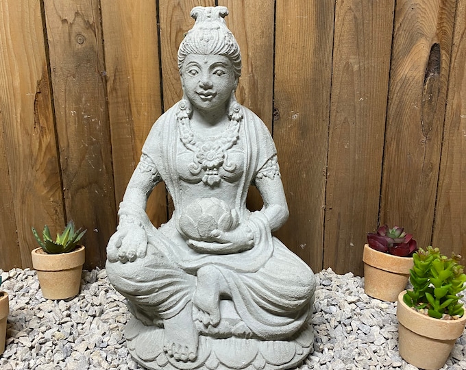 Large Buddha empress 21lbs concrete statue, zen garden, indoor/ outdoor statue