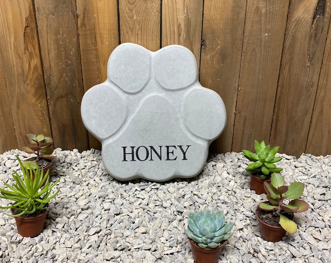 Custom engraved pet paw print stepping stone