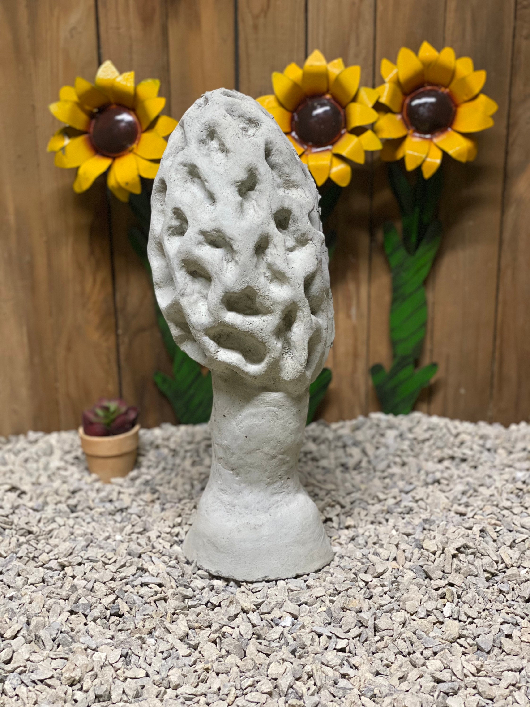 Concrete Morel Mushroom Statue
