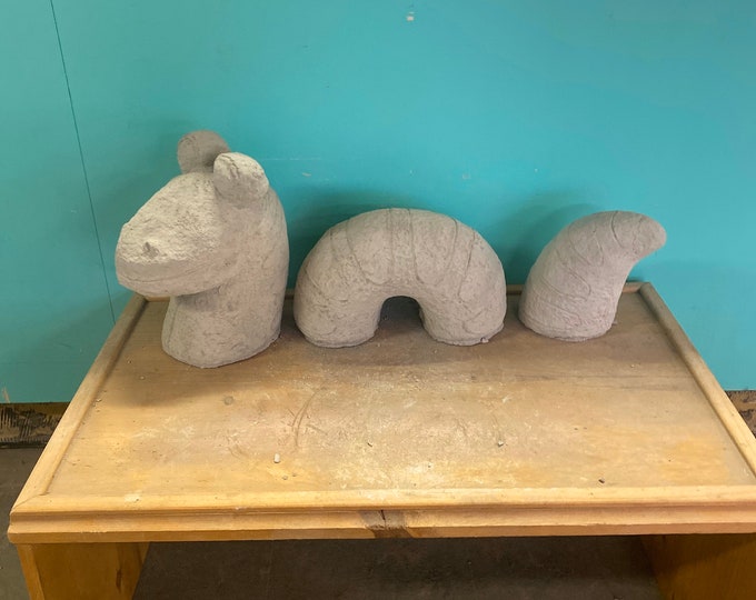 21” 3 piece worm concrete statue