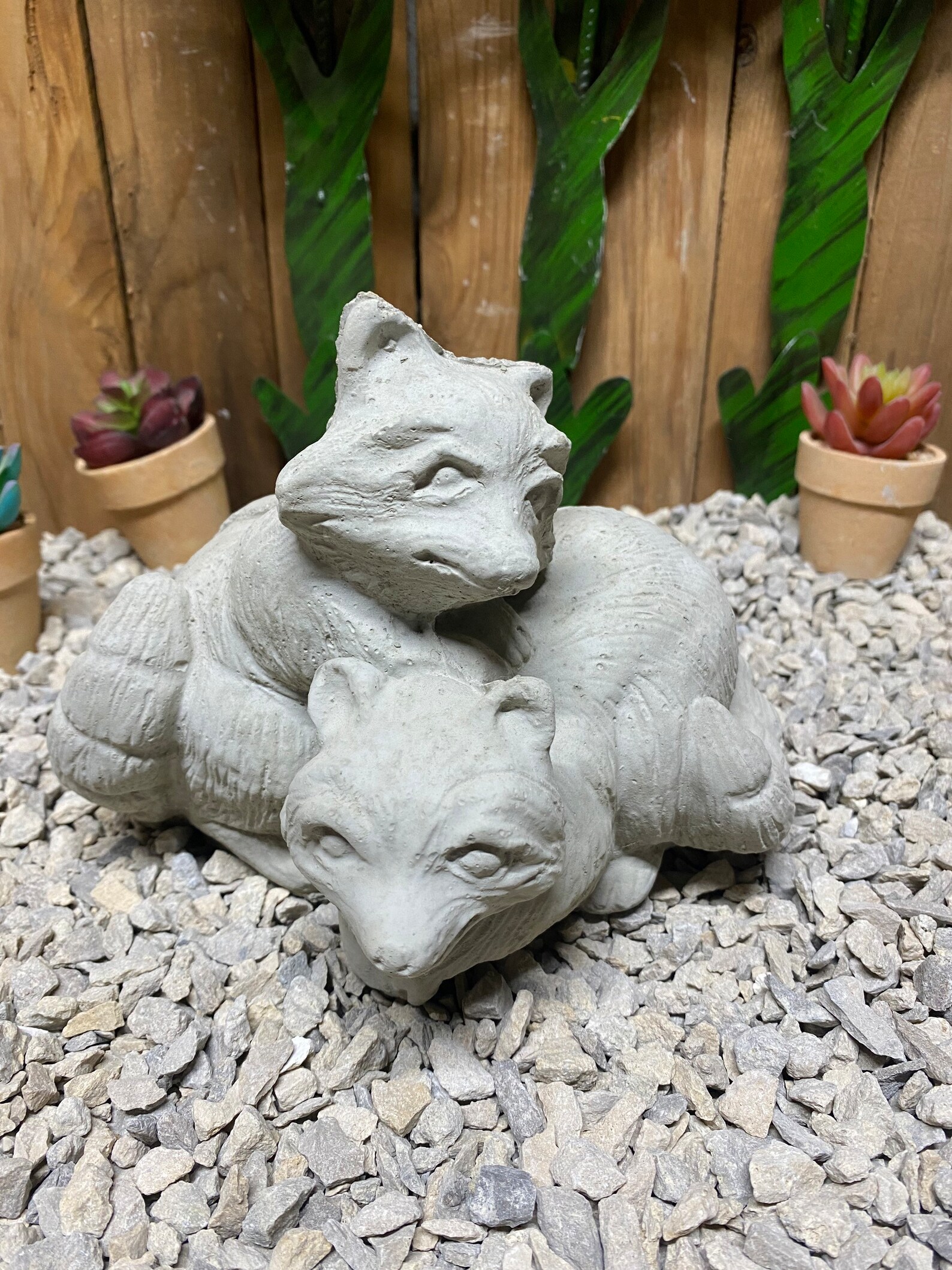 Three Raccoon Statue Playing Raccoons Concrete Statue - Etsy