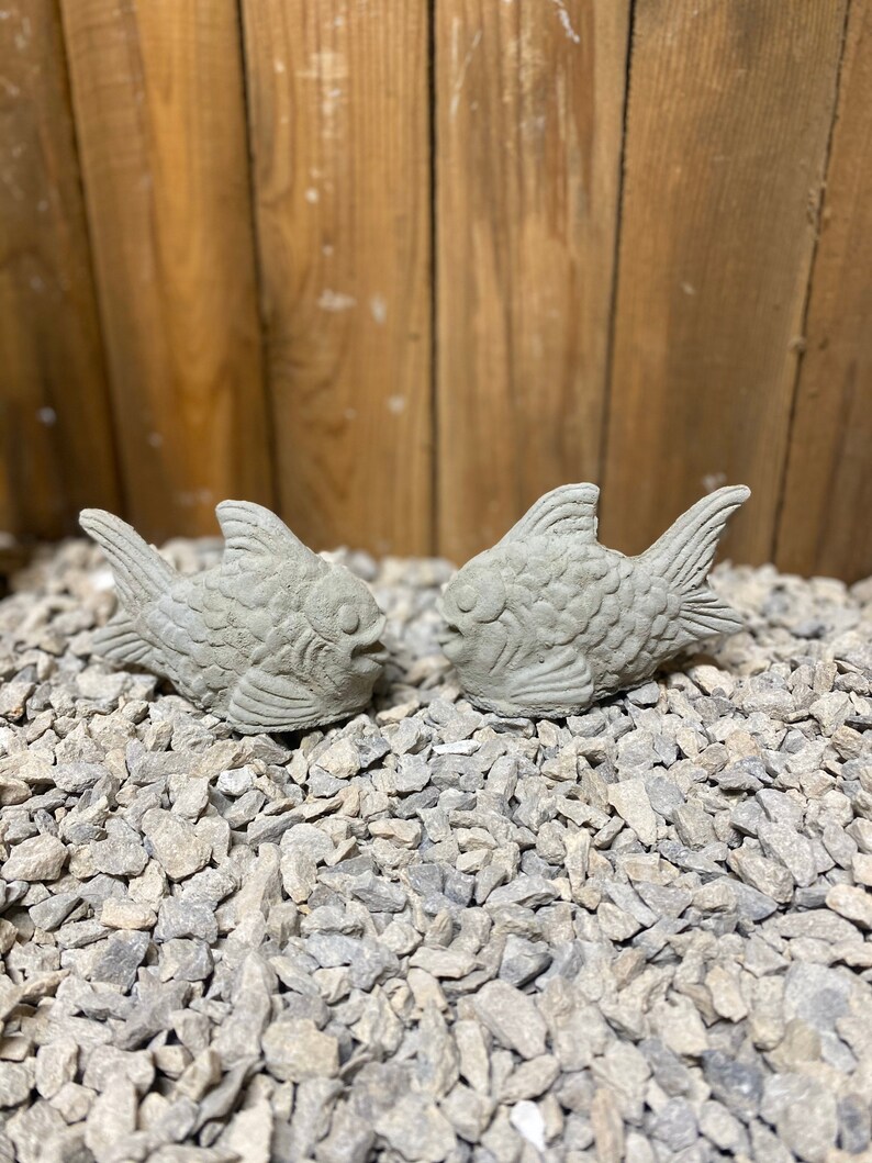 concrete statue home office garden decor 2 small fish concrete paper weight