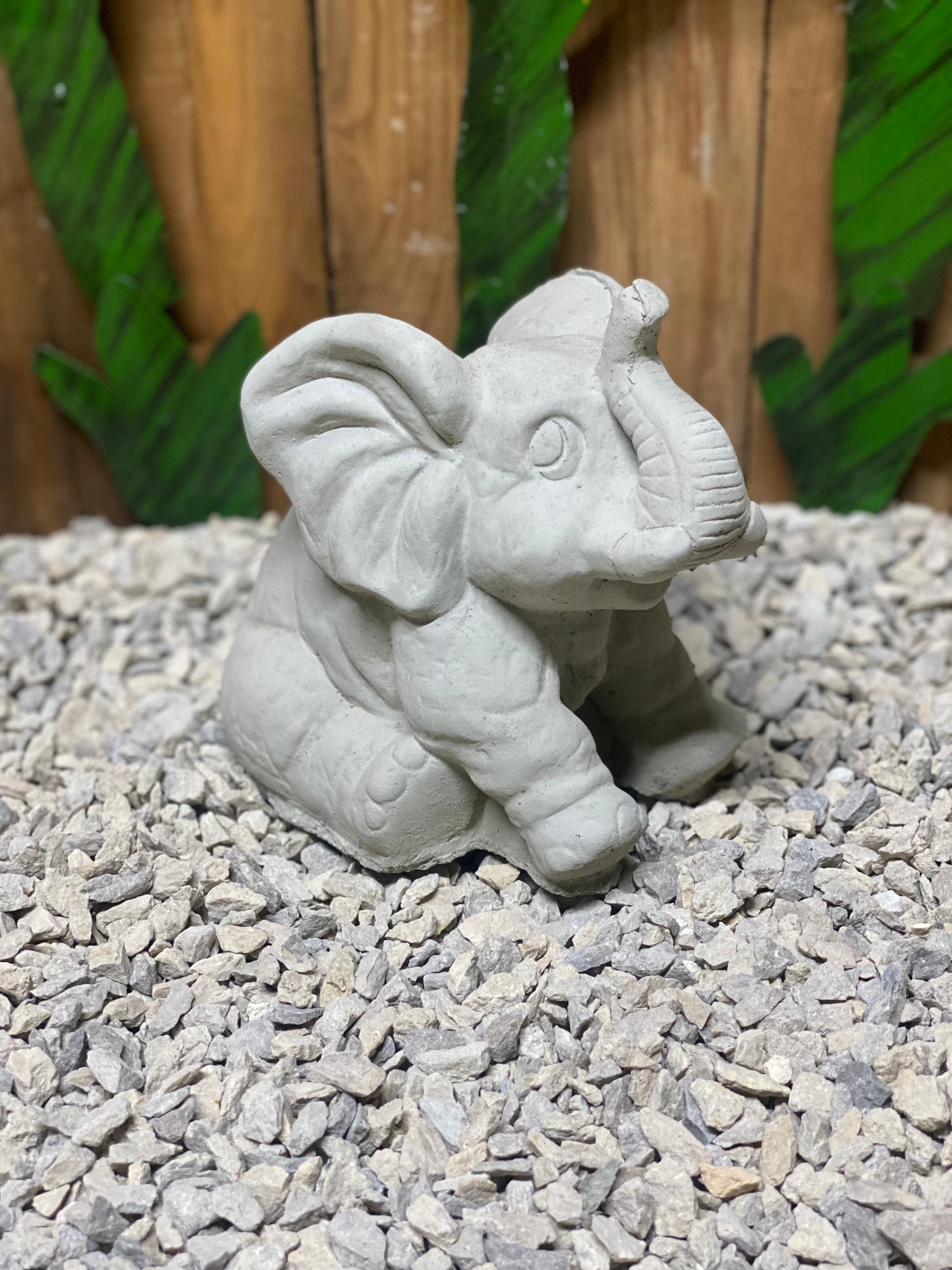 Sitting Elephant Concrete Statue Garden Decor Etsy